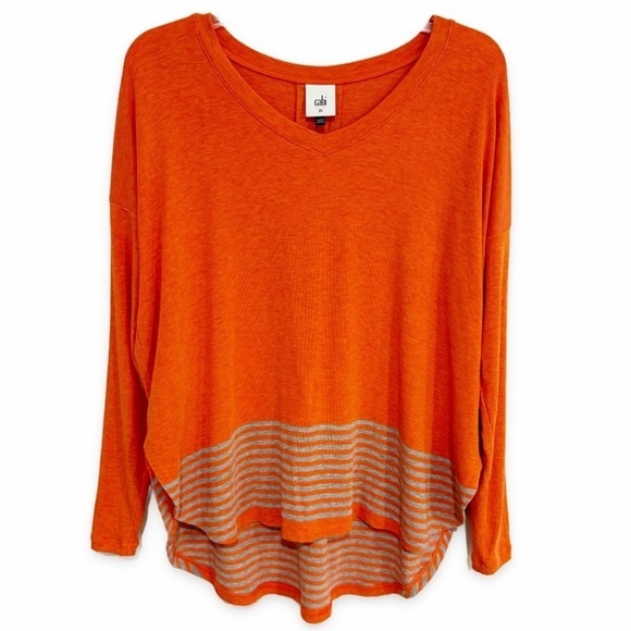 Cabi | Hangout Tee Oversized Orange Gray Size XS - Picture 3 of 8